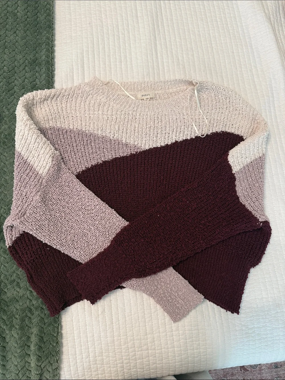 Cozy Colorblock Cropped Crewneck Sweater